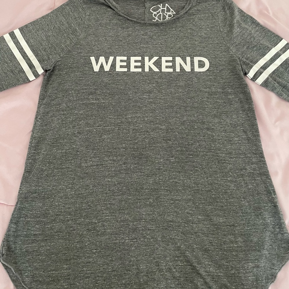 Chaser “Weekend” Gray Application Striped Sleeves… - image 6